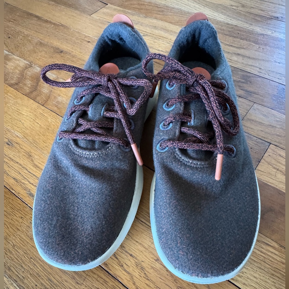 allbirds Brown Athletic Sneakers with Coral-Tipped Laces